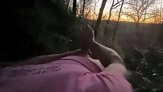 Jerking off in nature blasting everywhere