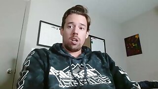 He was so horny that he jerks off his big dick through his sleep wear