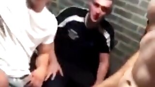 Rugby boys messing around and playing with their cocks