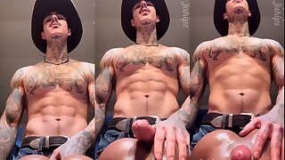 Hot tattooed @Jake cowboy destroy toy hole