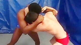 Dark Demon wrestles Drake