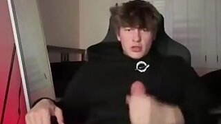 Hot college bro plays with his cock and cums