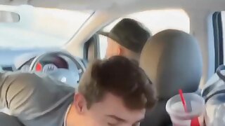 The ... eagerly licks his bro's ass in the car, something he's been fantasizing about for a long time.