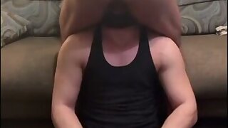 The guy fucks her throat hard