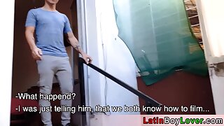 Dude double penetrated by amateur latin stepbros