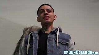 Latino twink Jordan masturbates passionately and teases solo